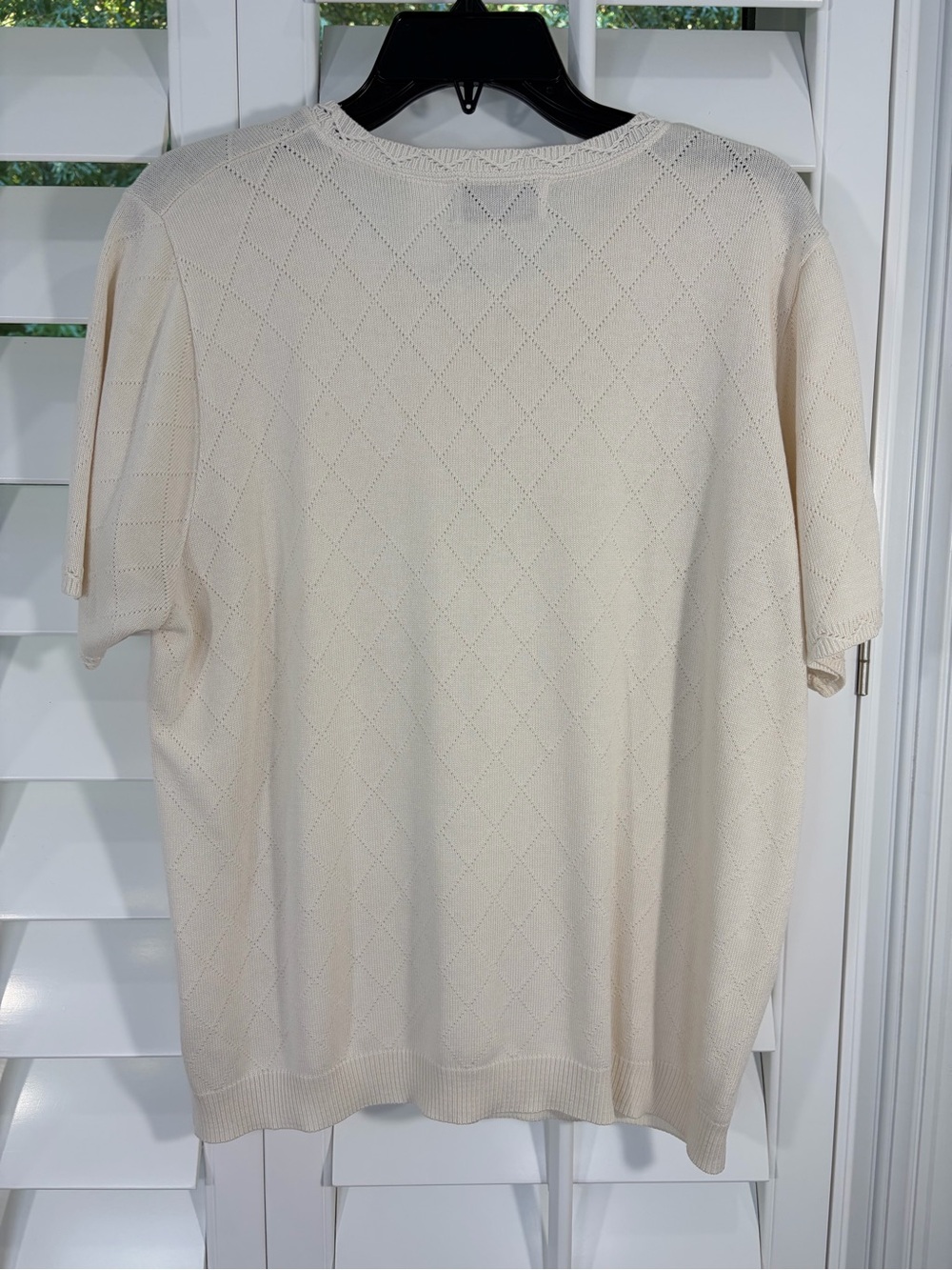 Alfred Dunner Cream Pointelle Diamond Knit Top (XL) - Picture 2 of 7